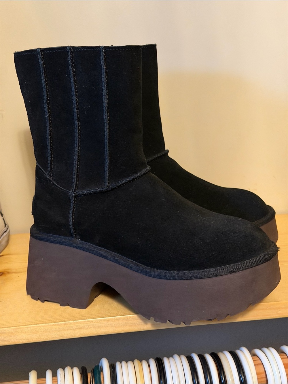 Women’s UGG Black and brown Platform Suede Boots